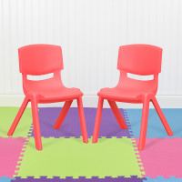 Flash Furniture 2-YU-YCX-001-RED-GG 2 Pack Red Plastic Stackable School Chair with 12